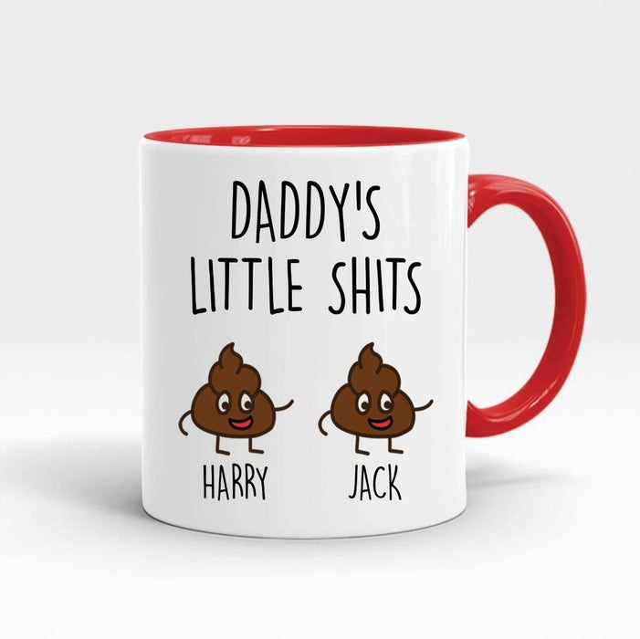 Personalized Accent Mug For Dad Daddy's Little Shit Custom Name Funny Mug Ceramic 11oz