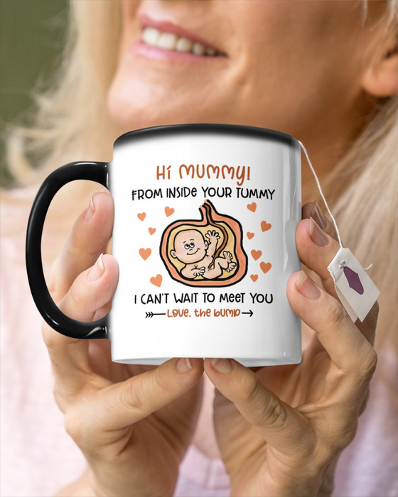 Personalized Hi Mommy I Can't Wait To Meet You Gifts First Pregnant Mom For Mothers Day Custom Color Change Mug