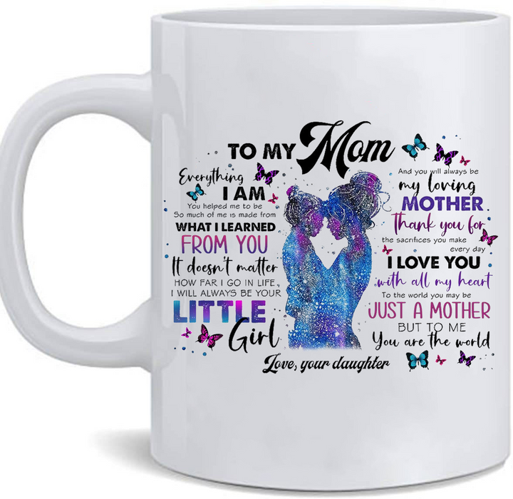 Personalized Coffee Mug Dear Mom Gifts For Mom From Daughter Print Sweet Quotes Beautiful Butterfly Customized Mug Gifts For Mothers Day 11Oz 15Oz Ceramic Coffee Mug