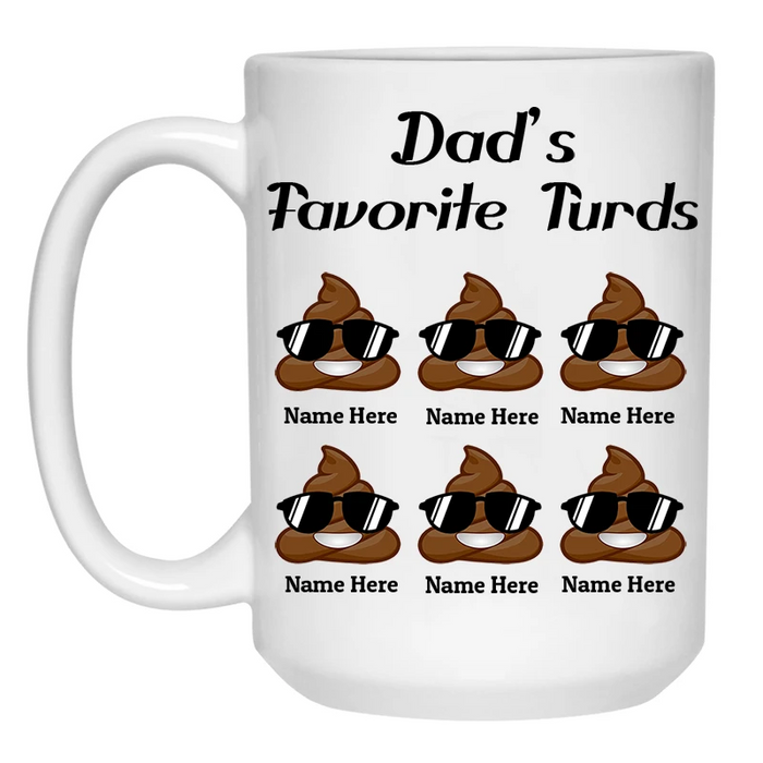 Personalized Gifts For Father's Day Coffee Mug Grandpa's Favorite Turds Custom Sign Multi Family Names To Papa