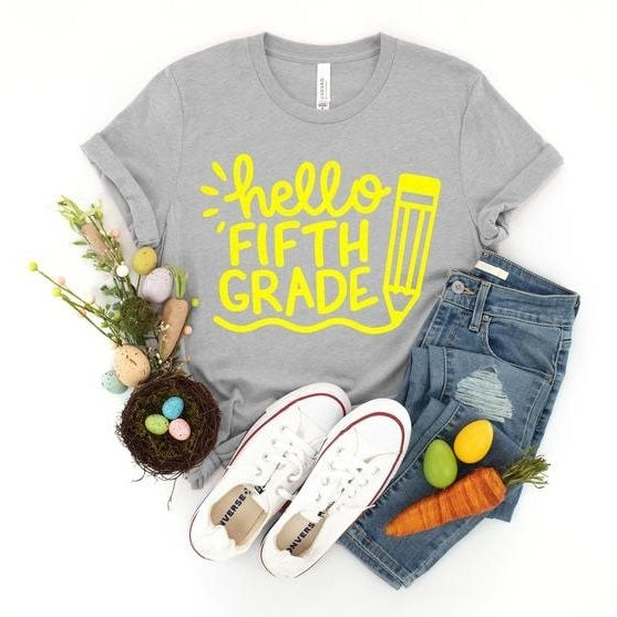 Personalized T-Shirt For Teacher Hello Fifth Grade Back To School Shirt Custom Grade Level