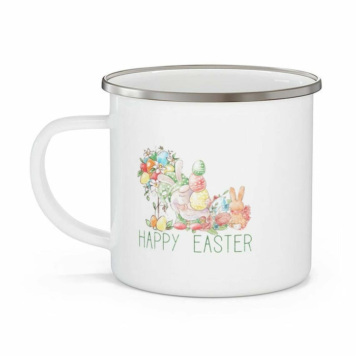 Camping Mug For Couple Happy Easter Gnome & Bunny Art Printed 12oz Coffee Mug