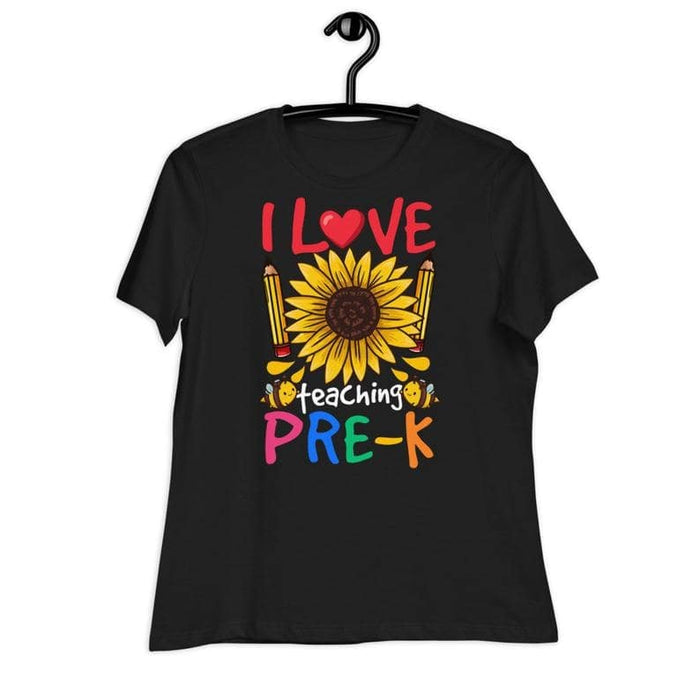 Personalized T-Shirt For Teacher I Love Teaching Pre K Custom Grade Level Sunflower Art Printed Shirt
