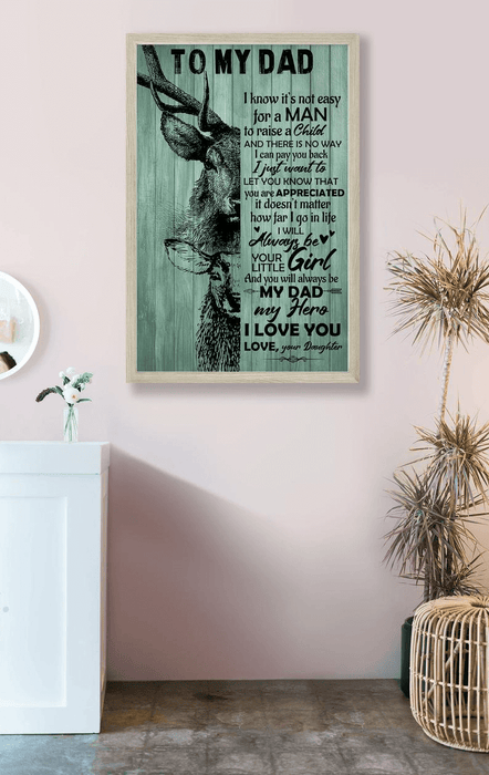 Personalized Poster for Dad Print Deer Family Custom Name Kids Gifts For Father's Day