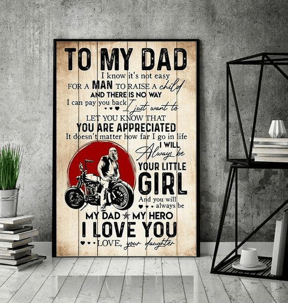 Personalized Poster for Dad Quotes I Will Always Be Little Girl Custom Name Kids Gifts For Father's Day
