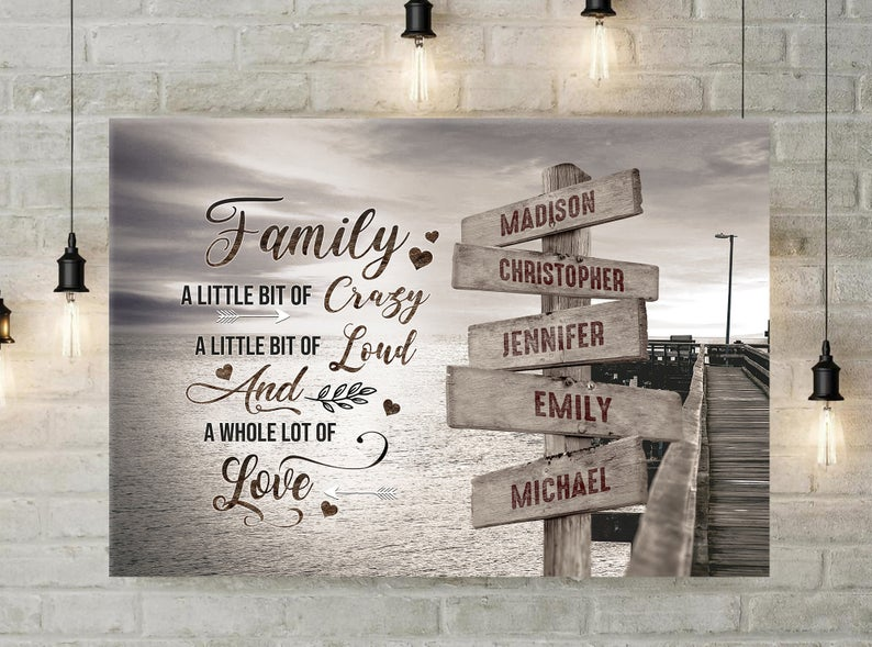 Personalized Street Sign Multi Name Canvas Poster Print Ocean Dock Vintage Quotes Family Dock Wooden Bridge