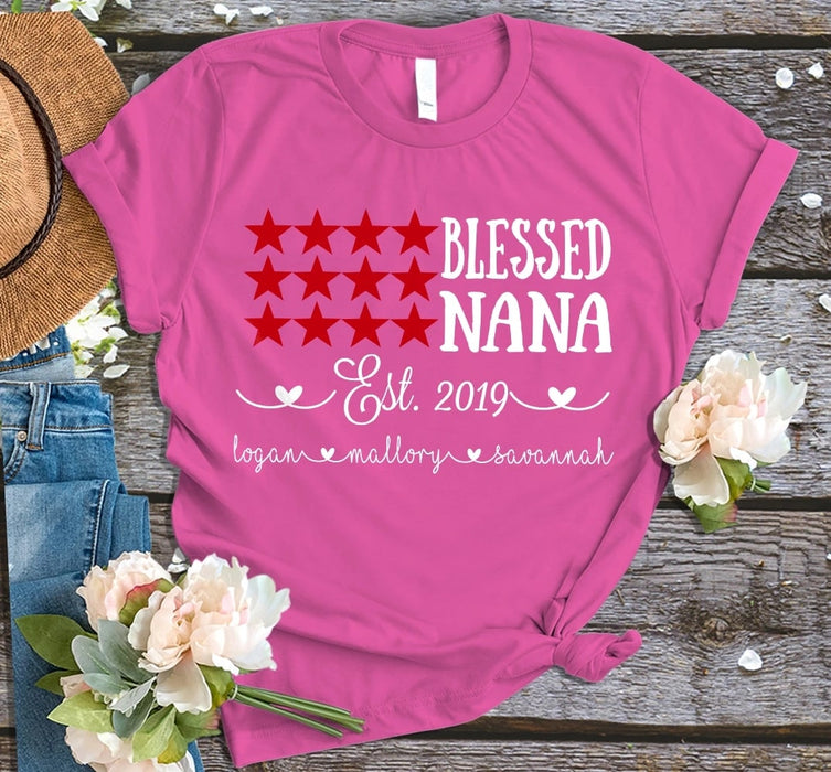 Personalized Shirt For Mimi Blessed Mimi With Grandkids Name Flag Shirt For Grandma