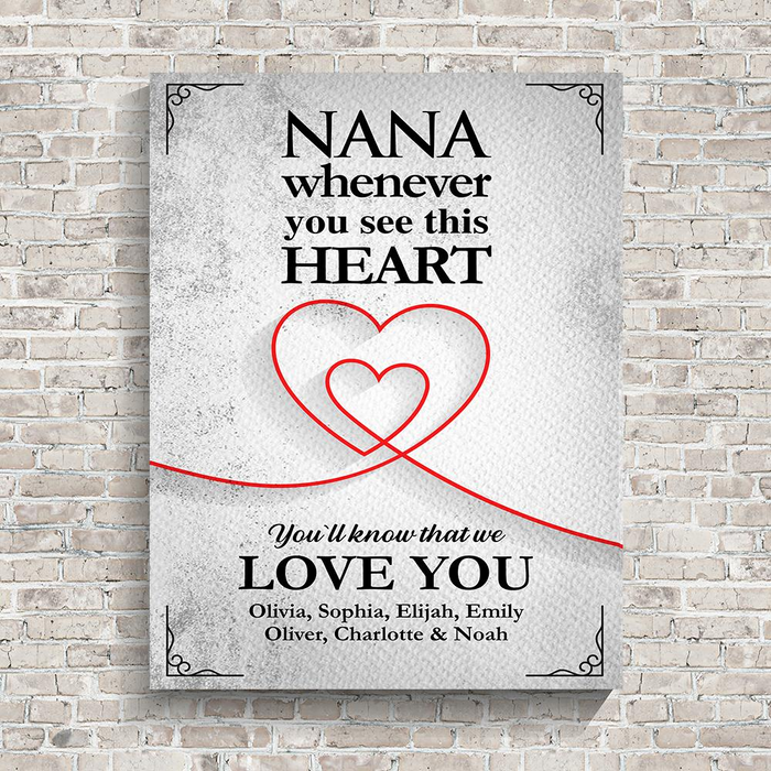 Personalized Nickname Nana Grandma Poster Canvas Quotes Whenever You See This Heart We Love You Ideas Gifts for Women