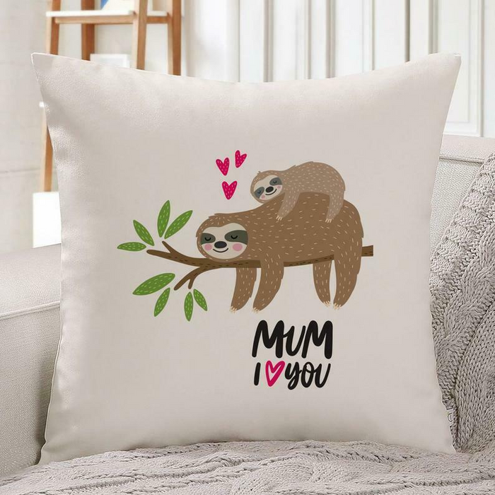 Mum I Love You Pillow Sloth Family Pillow Sloth Mom And Child Pillow Sofa Decor room