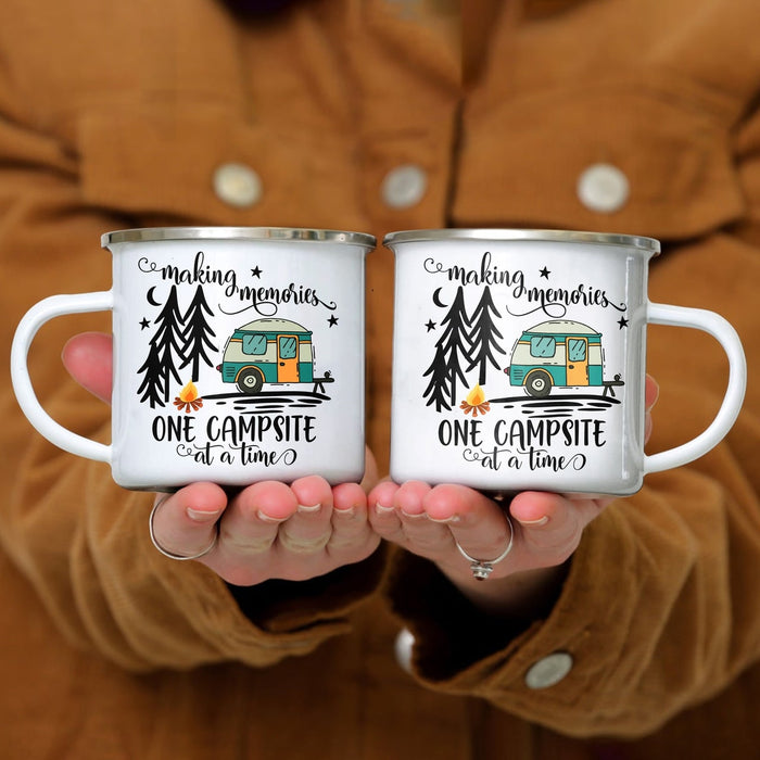 Camping Mug For Camping Lovers Making Memories One Campsite At A Time 12oz Coffee Enamel Mug