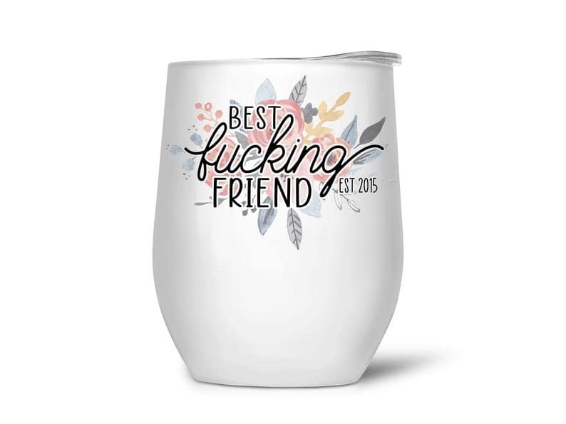 Personalized Best Friend Wine Tumbler 12oz Funny Rustic Floral Coffee Mug Gifts for Women Girl