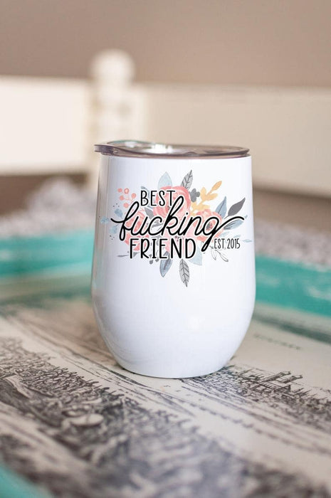 Personalized Best Friend Wine Tumbler 12oz Funny Rustic Floral Coffee Mug Gifts for Women Girl