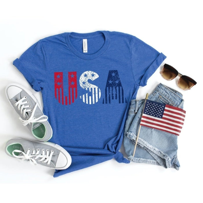 Classic T-Shirt For Women USA Shirt Red White Blue Shirt Patriotic Shirt For Independence Day