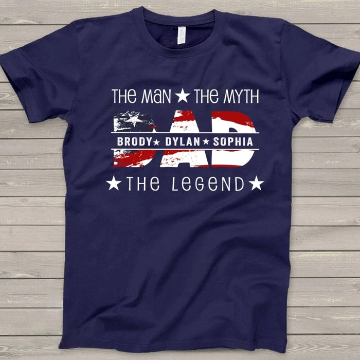 Personalized Shirt For Dad The Man The Myth The Legend American Flag Shirt For Father's Day
