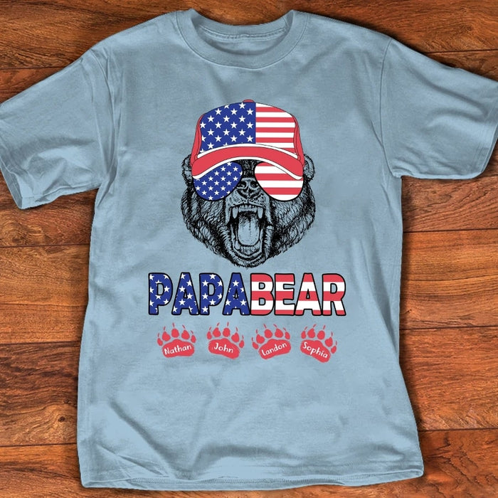 Personalized Shirt For Grandpa Papabear With Grandkids Shirt Custom Name