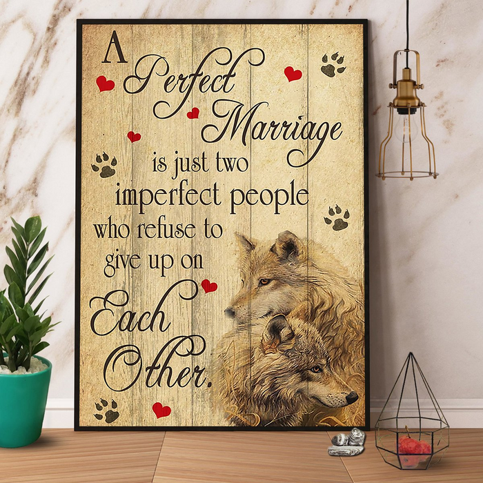 Wolf Couple Poster Canvas Vintage Meaning Message Gifts for Husband and Wife Romantic Gifts for Couple Howling Together