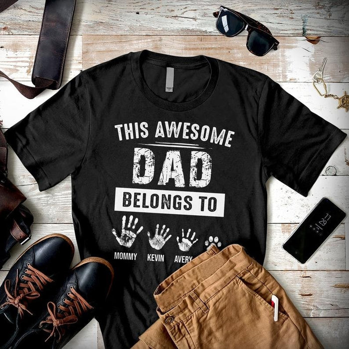 Personalized Shirt For Daddy This Awesome Dad Belongs To With Kids's Name For Father's Day