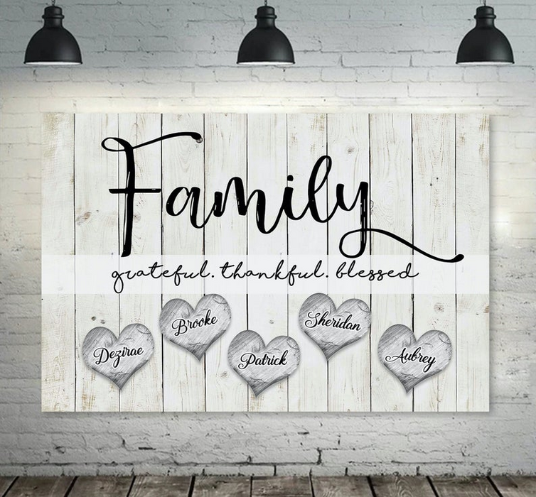 Personalized Multi Name Family Member's Poster Canvas Vintage Family Grateful Thankful Blessed Ideas