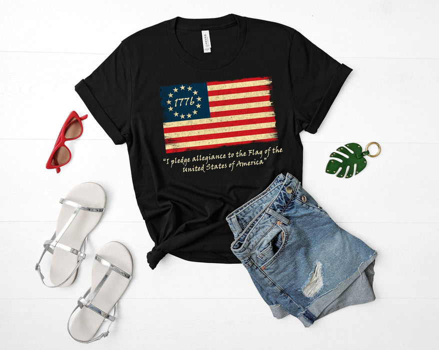 Classic T-Shirt For Women I Pledge Allegiance To The Flag Of The United States Of America Shirt US Flag 1776 Printed