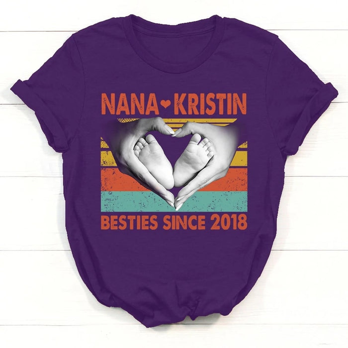 Personalized T-Shirt For Grandma Nana With Grandkids Besties Since 2018 Custom Name