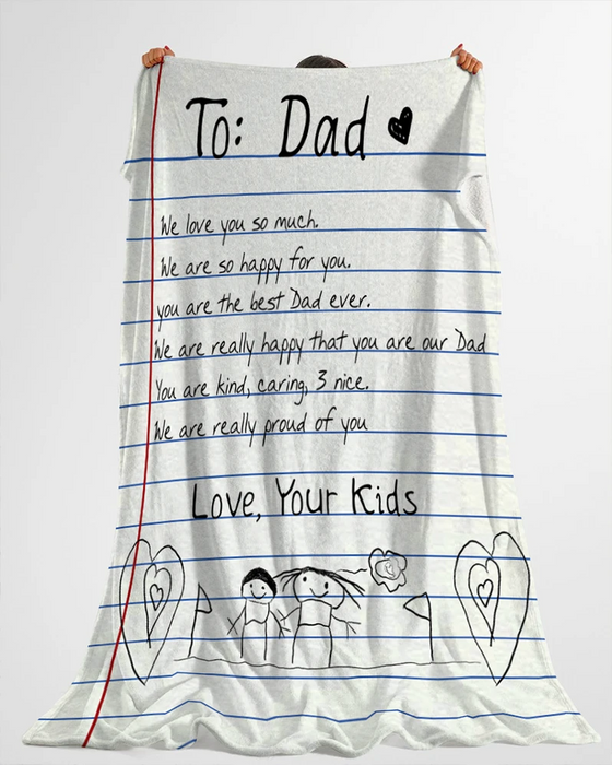 Personalized Blanket Letter For Dad From Kids Custom Name Dad And Kids