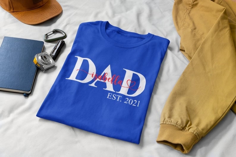 Personalized T-Shirt For Dad Dad Est.2021 Shirt Custom Kids Name Shirt For Fathers Day