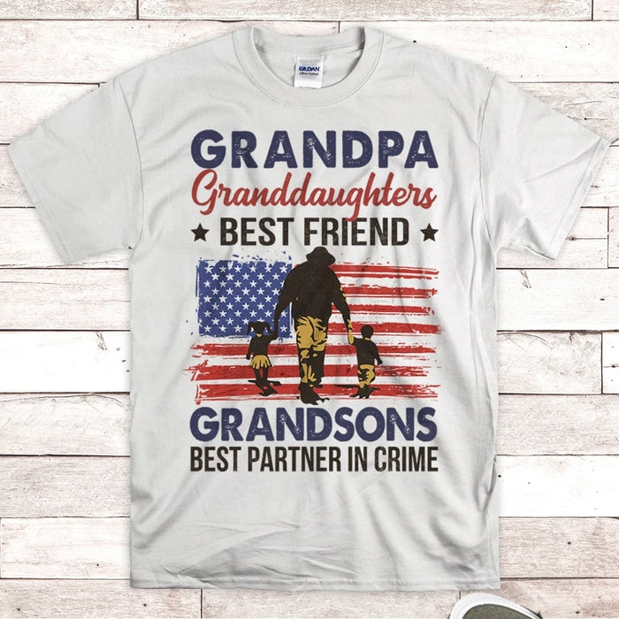 Personalized Shirt For Grandfather Grandpa Granddaughters Best Friend Grandsons Best Partner In Crime