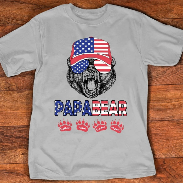 Personalized Shirt For Grandpa Papabear With Grandkids Shirt Custom Name