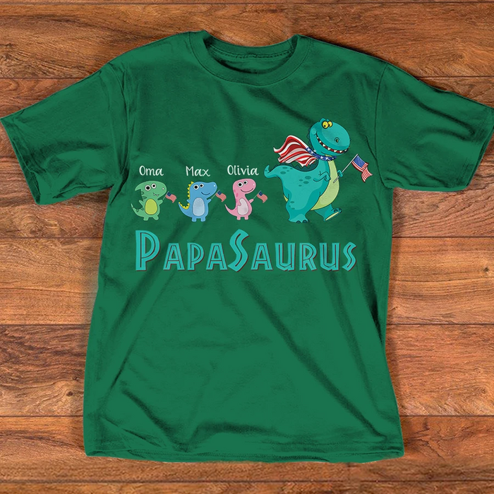 Personalized T-Shirt For Papa Papasaurus's Biker Gangs With Grandkids's Name Shirt For Grandpa