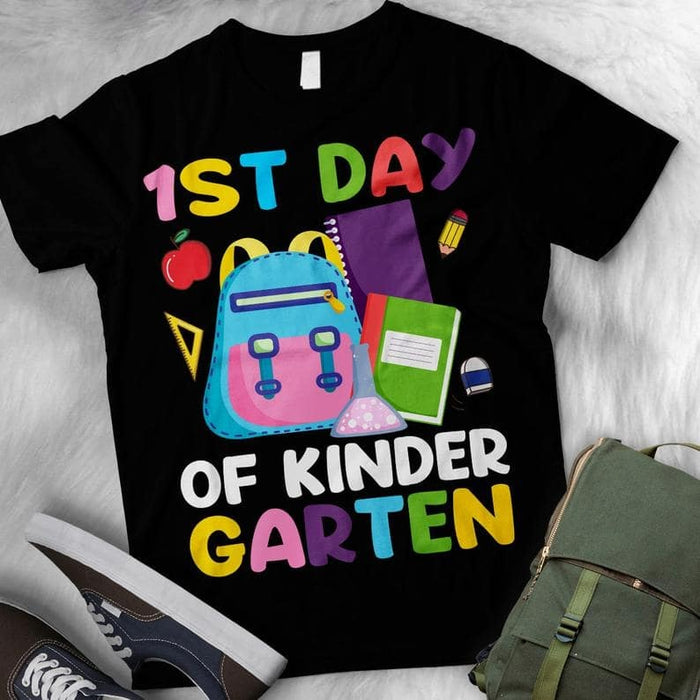 Personalized T-Shirt For Kids 1St Day Of Kinder Garten Back To School Shirt With Cute Backpack Printed