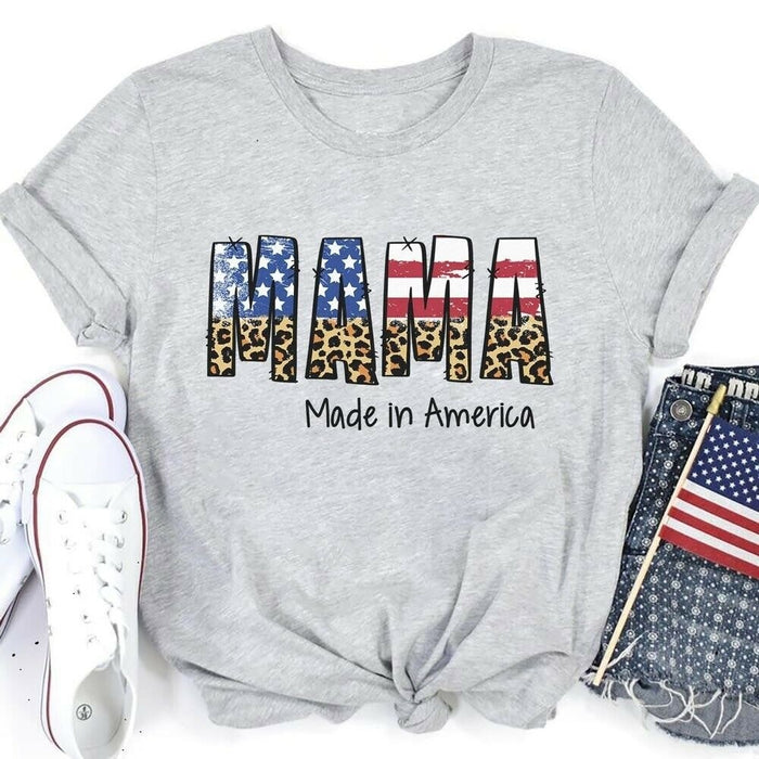 Personalized Leopard Mama 4th Of July Shirt Patriotic American Shirt Gifts for Grandma