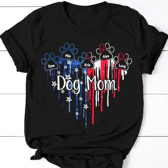 Personalized T-Shirt For Dog Lover Dog Mom Shirt Red White And Blue Shirt Custom Dogs Name