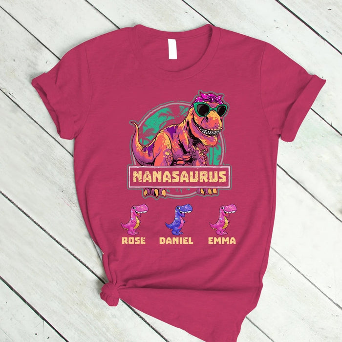 Personalized T-Shirt For Grandma Nanasaurus Shirt Custom Grandkids Name For Mother's Day