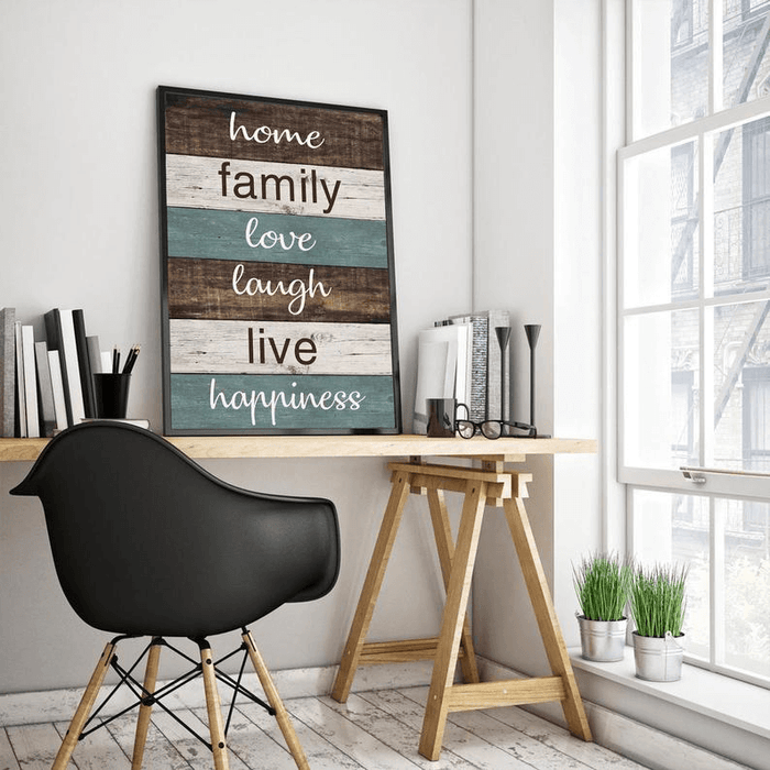 Canvas Wall Decor Family Home Love Laugh Live Happiness Home Office Wall Decor