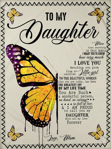 Personalized Fleece Blanket For Daughter Art Print Butterfly Customized Blanket Gifts For Birthday Graduation