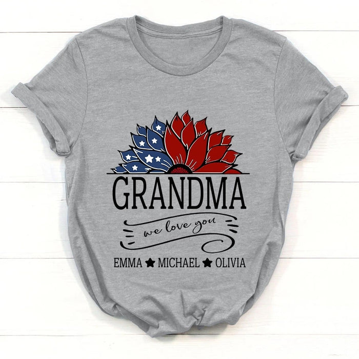 Personalized Shirt For Grandma We Are Love You Sunflower American Flag Shirt