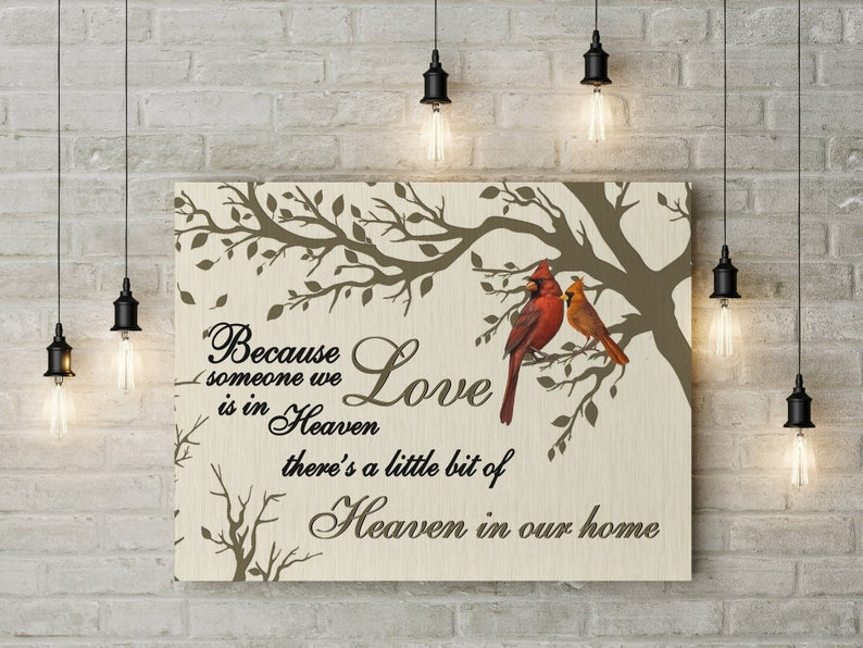 Cardinal Sympathy Heaven In Our Home Canvas Horizontal Poster No Frame Full Size