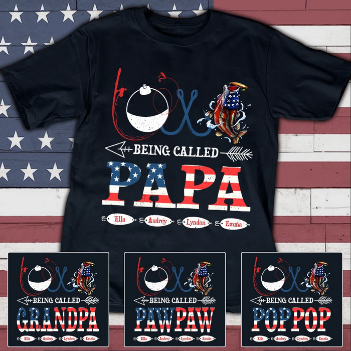 Personalized Tee Shirt To My Grandpa Love Being Called Papa Independence Day T-Shirt Custom Kids Name