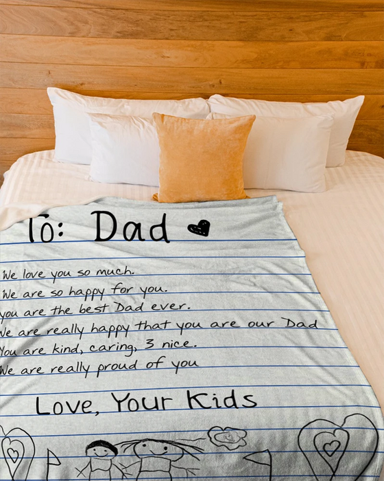 Personalized Blanket Letter For Dad From Kids Custom Name Dad And Kids