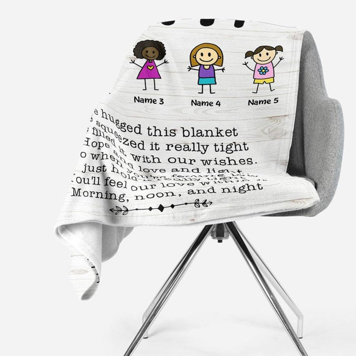 Personalized Blanket Papa We Hugged This Blanket Cute Kids Printed Custom Grandkids Name Letter To Grandpa