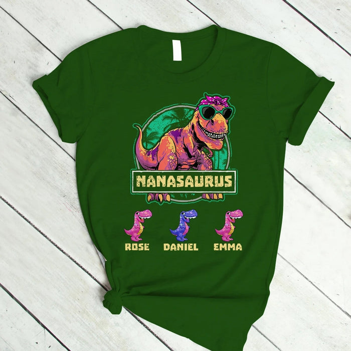 Personalized T-Shirt For Grandma Nanasaurus Shirt Custom Grandkids Name For Mother's Day