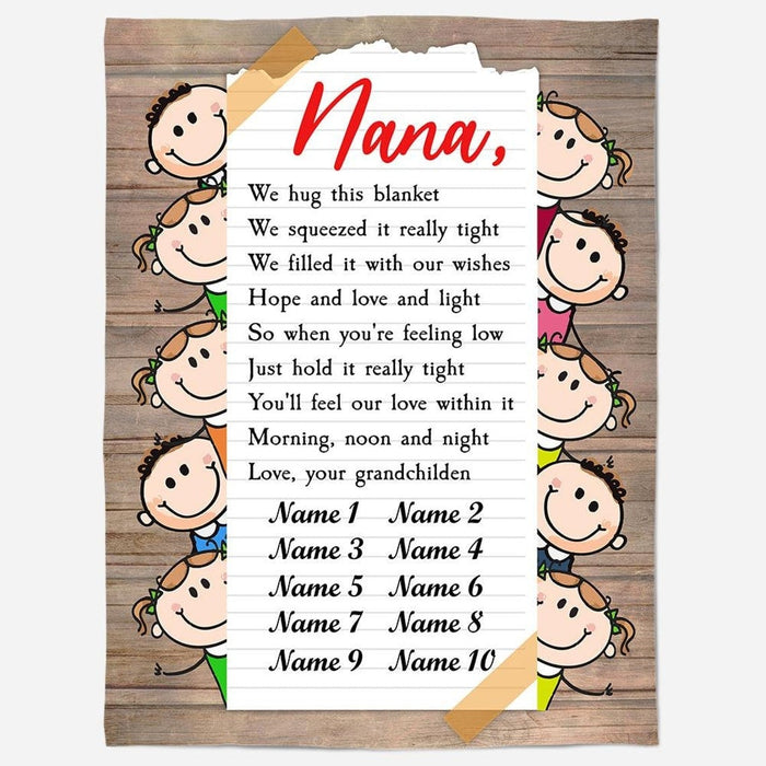Personalized Blanket Nana You'll Feel Our Love Within It Morning Noon And Night Custom Grandkids Name Gift For Grandma