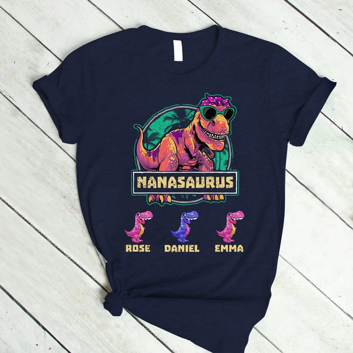 Personalized T-Shirt For Grandma Nanasaurus Shirt Custom Grandkids Name For Mother's Day