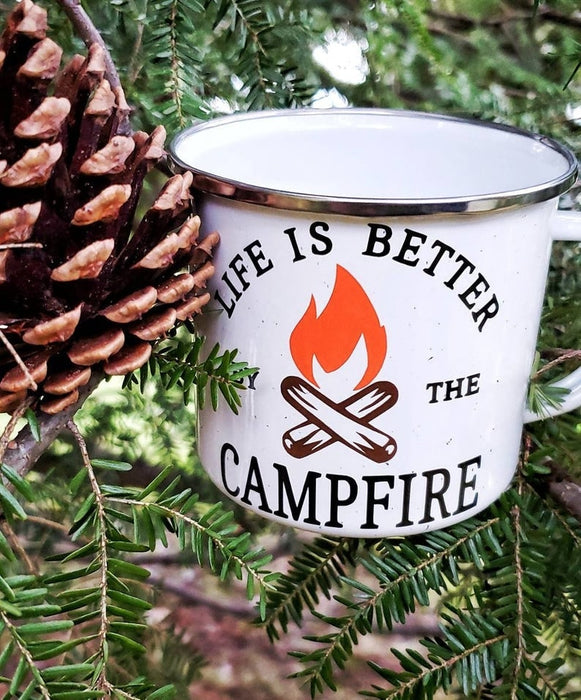 Camping Mug For Campers Life Is Better By The Campfire Mug 12oz Enamel Mug