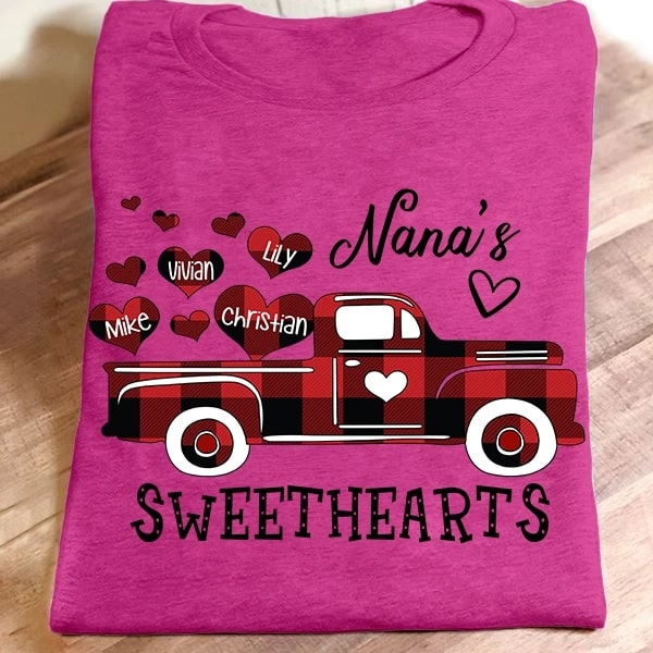 Personalized T-Shirt For Grandma Nana's Sweethearts Shirt Custom Kids Name