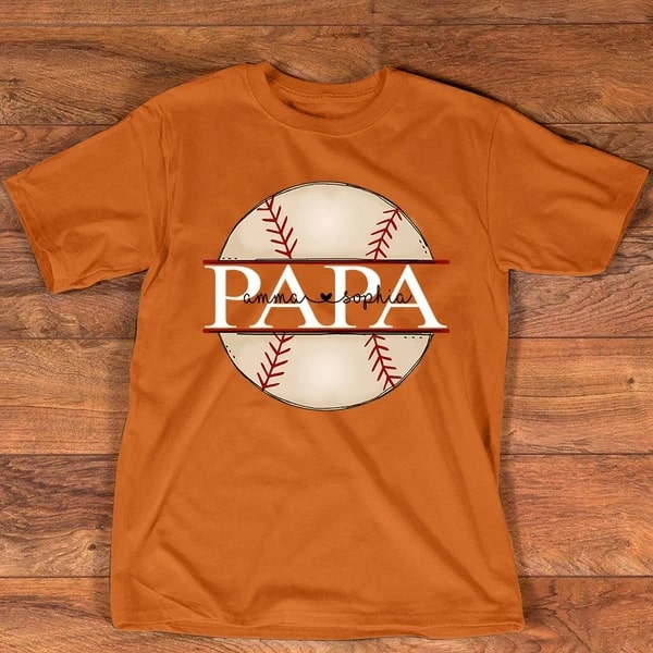 Personalized Baseball Shirt For Papa With Grandkid Name Deign Printed Shirts