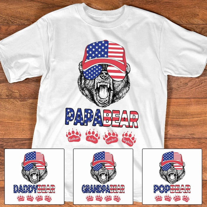 Personalized Shirt For Grandpa Papabear With Grandkids Shirt Custom Name