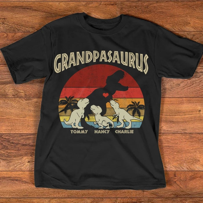 Personalized Shirt For Father's Day  Poppysaurus Papa With Grandkid's Name For Grandpa