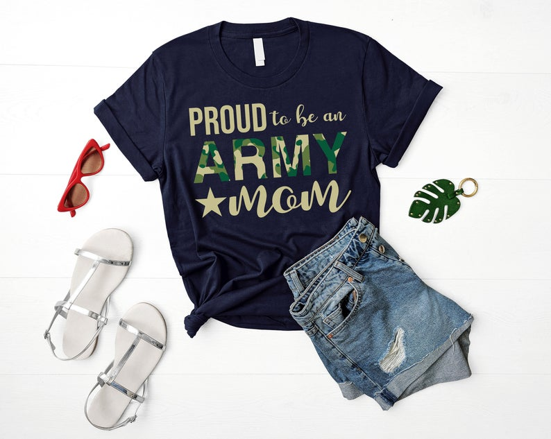 Personalized Tee Shirt For Mom Proud To Be An Army Mom Shirt For Mother's Day Custom Nickname