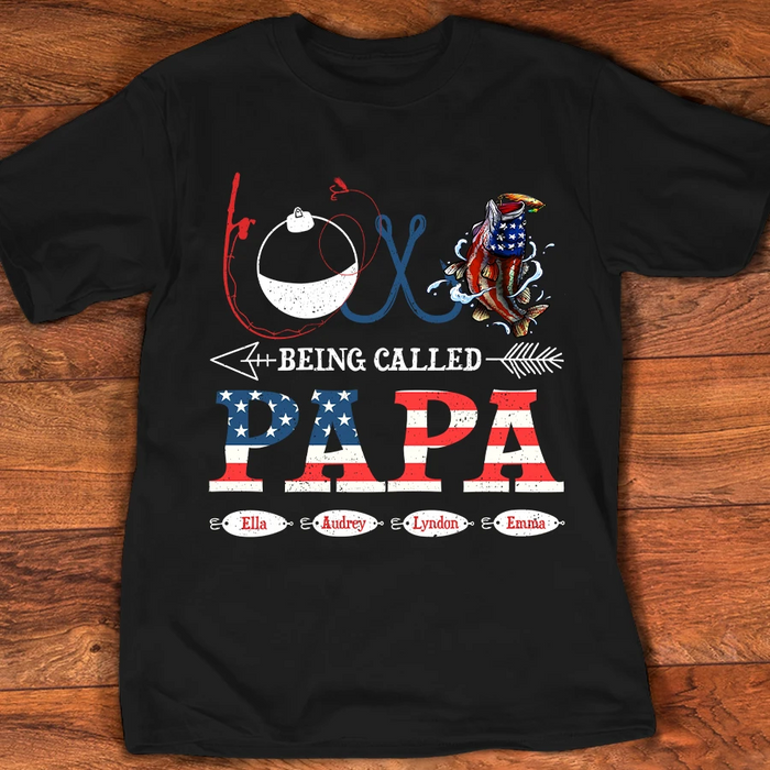 Personalized Tee Shirt To My Grandpa Love Being Called Papa Independence Day T-Shirt Custom Kids Name